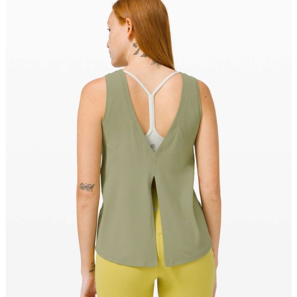 Lululemon Nulu Fold Classic Fit Yoga Tank Top Rosemary Green - Picture 2 of 8